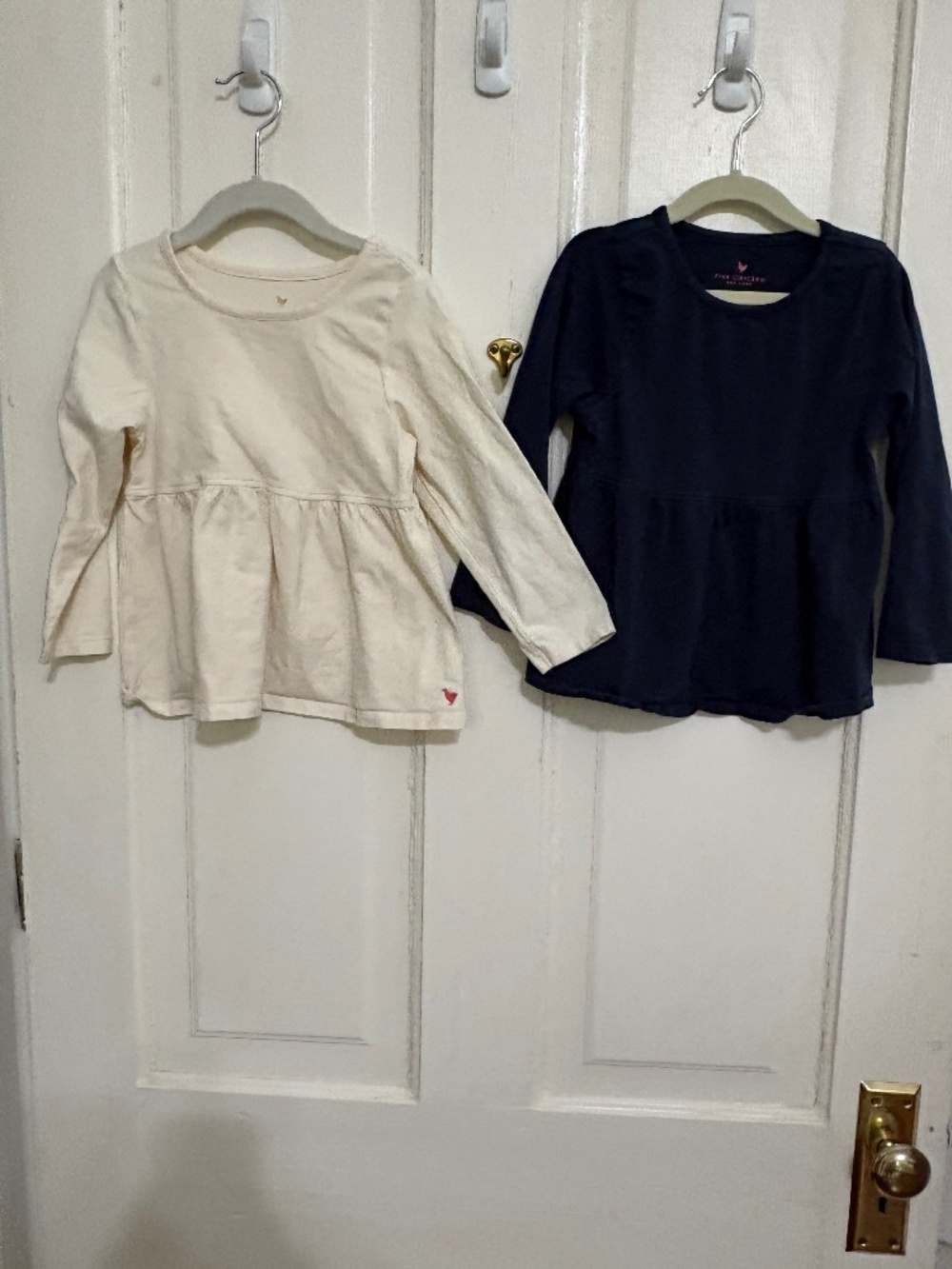 Lot of 2 Pink Chicken Girls Organic Bette Top - Antique White and Blue Size 7